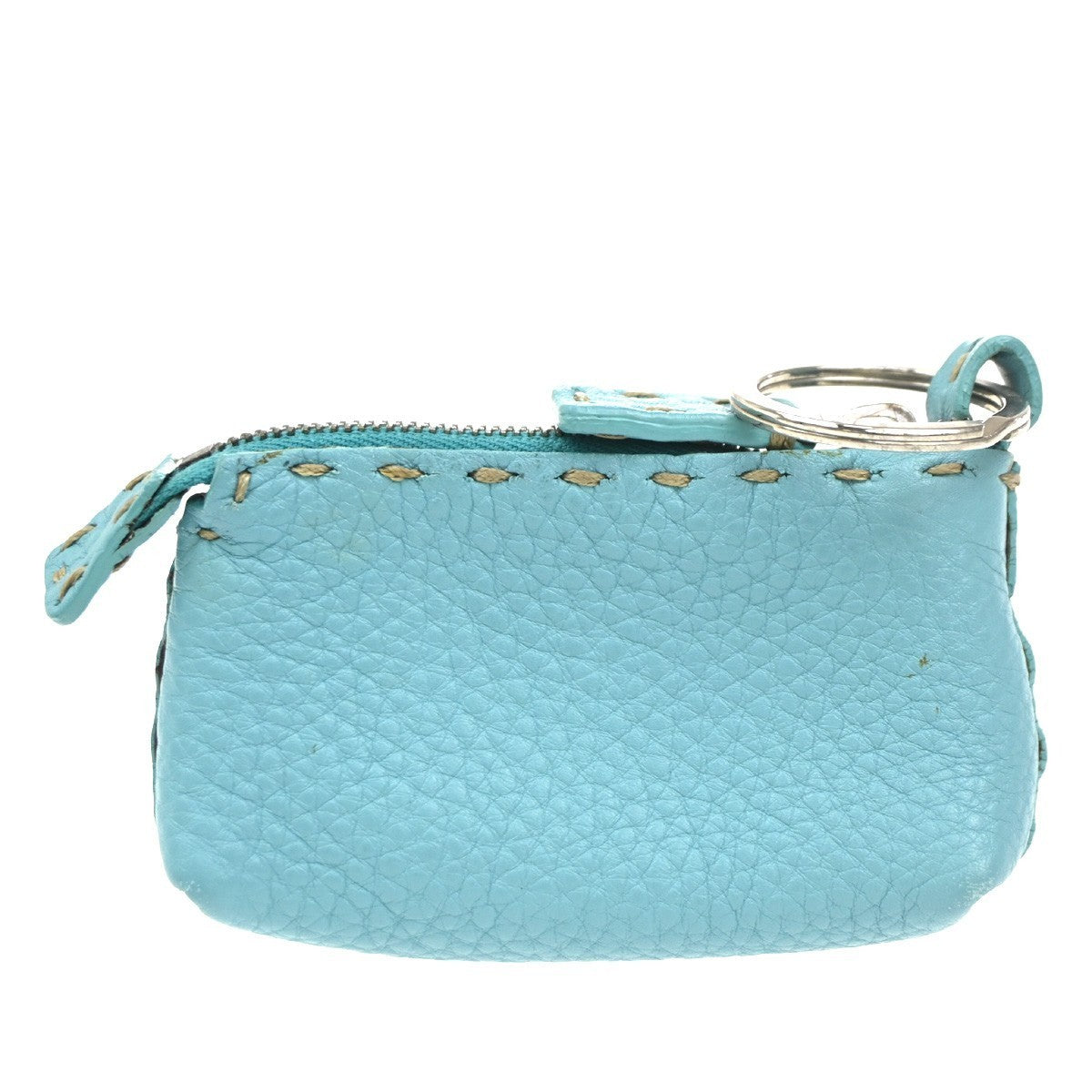 FENDI Logo Micro Coin Wallet Leather Blue SHW Italy 60TA455