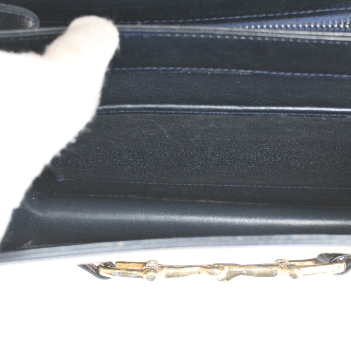 CELINE Logo C Macadam Horse Carriage Shoulder Bag Canvas Leather Navy 31CA386