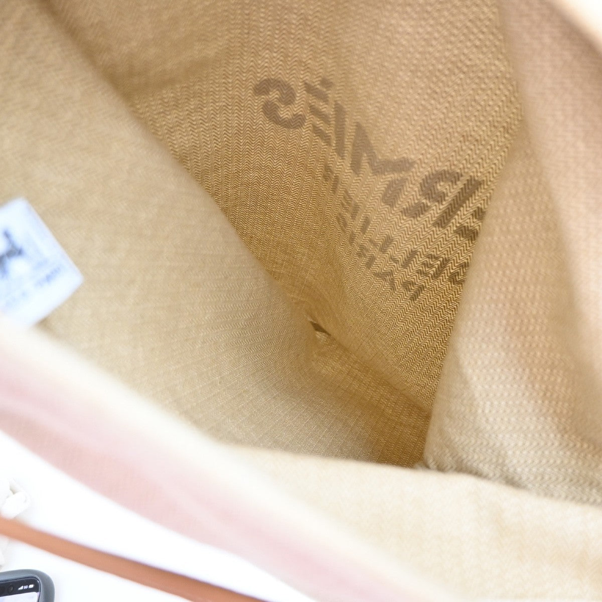 HERMES Logo Aline Shoulder Bag Toile Chevrons 100% Cotton Leather Beige 80YJ012