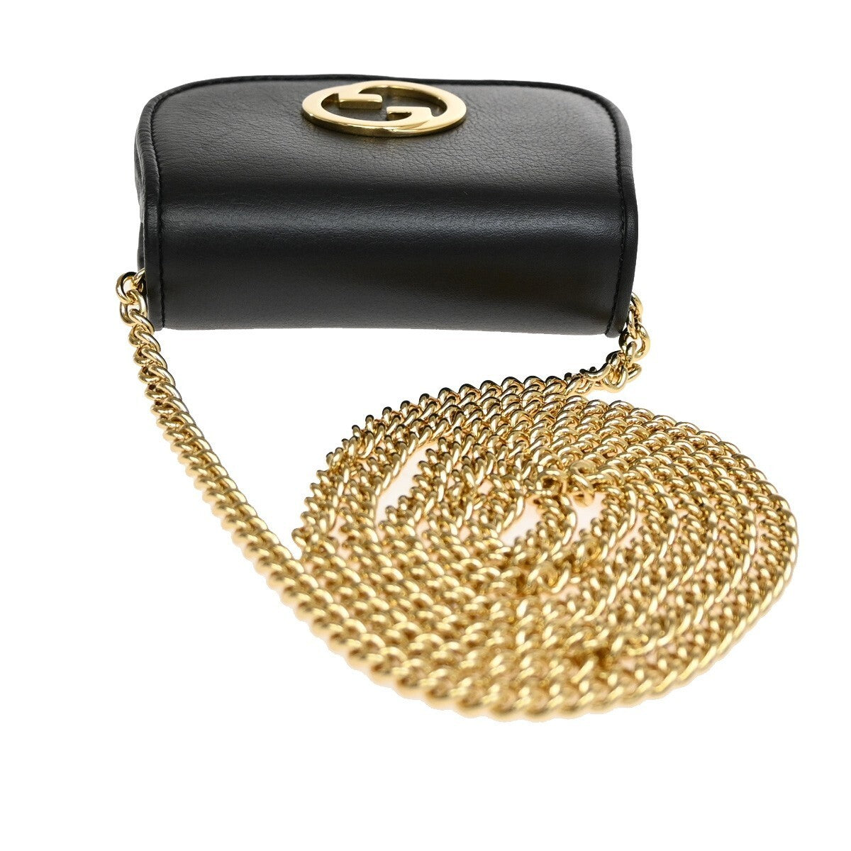 GUCCI GG Blondie Mini Crossbody Chain Wallet Shoulder Bag Leather BK GHW 98RL129