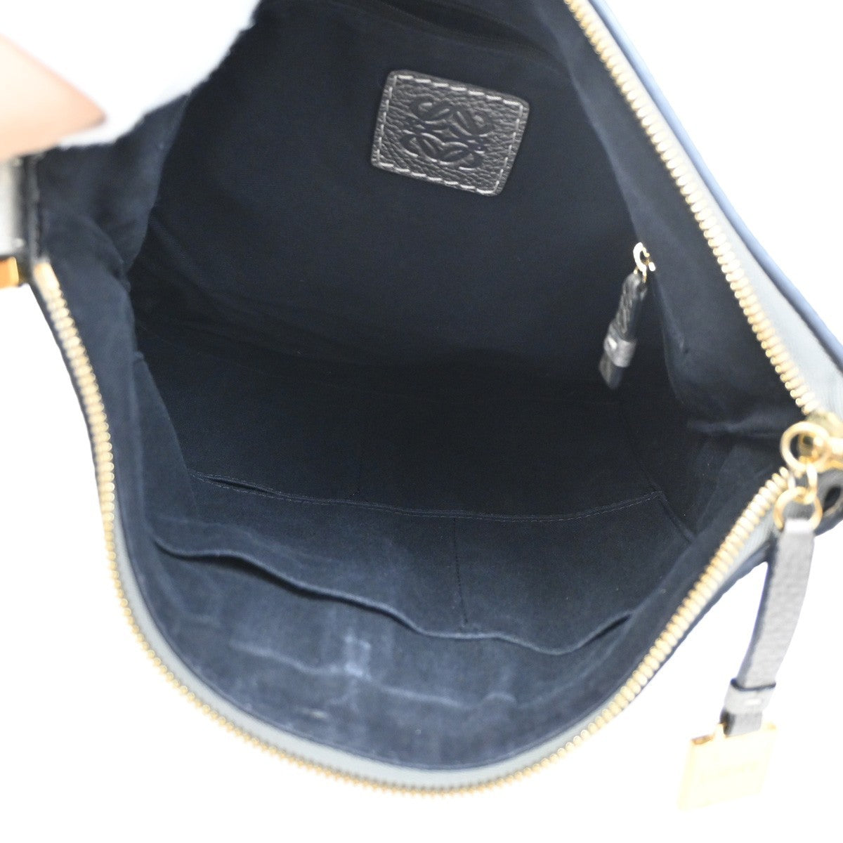 LOEWE Logo New Road Crossbody Shoulder Bag Canvas Leather Gray GHW 30KB767