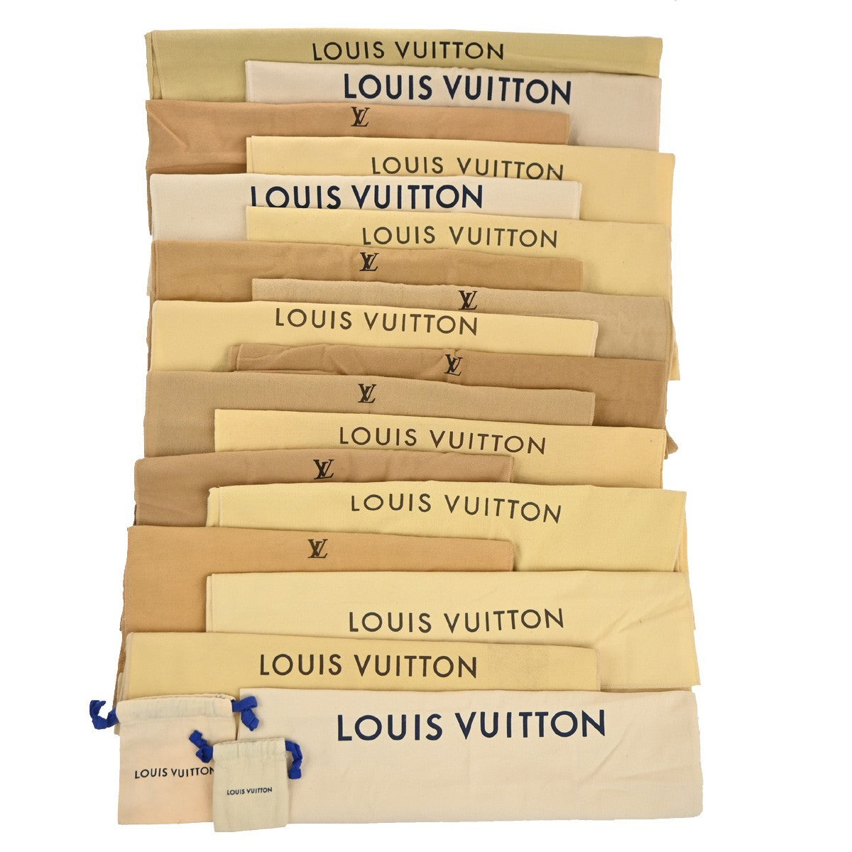 LOUIS VUITTON Logo 20 Set Drawstring Dust Bag Canvas Cotton Beige Brown 63EG383
