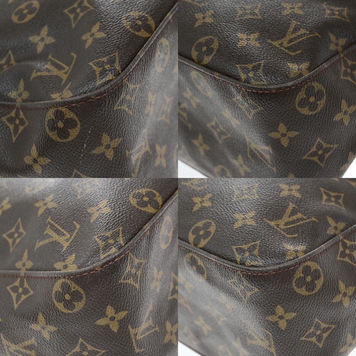 LOUIS VUITTON Logo Looping GM Shoulder Bag Monogram Leather Brown M51145 01ED693