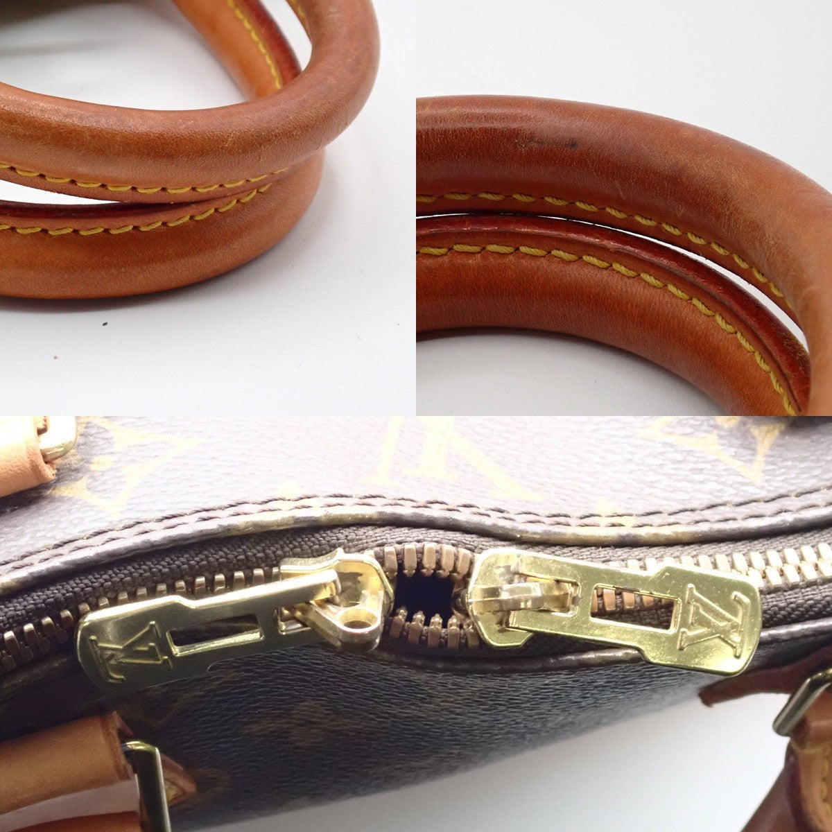 LOUIS VUITTON LV Logo Alma Hand Bag Monogram Leather Brown France M51130 88AA193