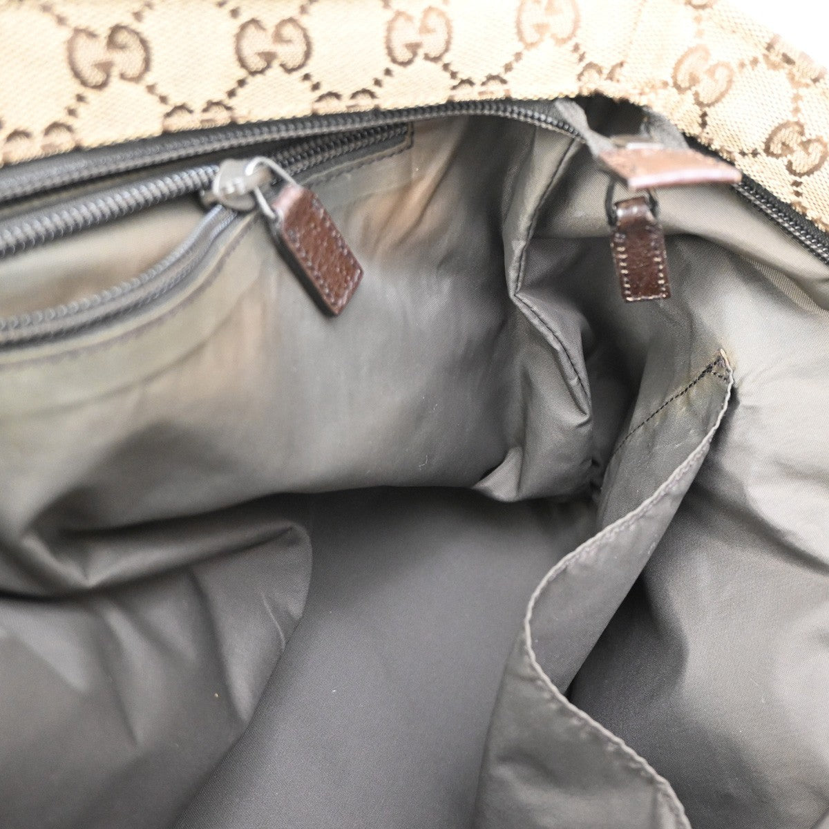 GUCCI Sherry GG Pattern Mothers Shoulder Tote Bag Canvas Leather Brown 85KB282