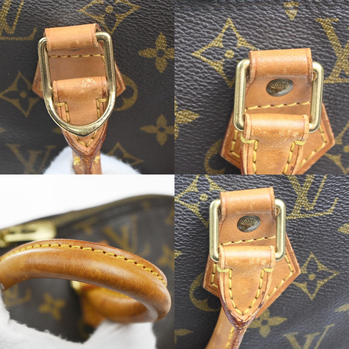LOUIS VUITTON LV Logo Alma Hand Bag Monogram Leather Brown France M51130 73MA512