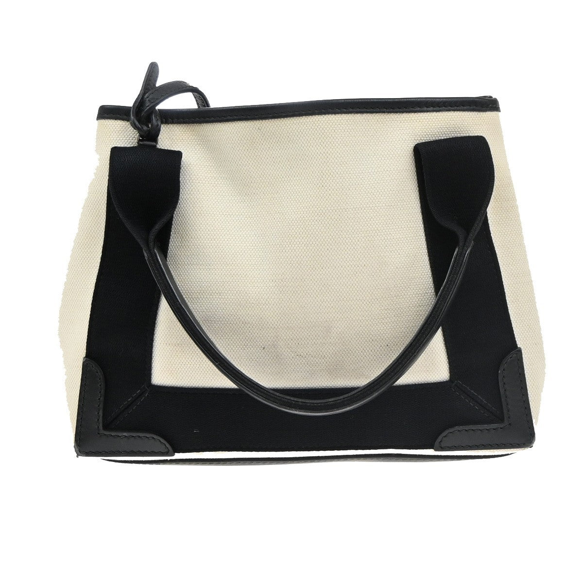 BALENCIAGA Navy Cabas XS 2Way Shoulder Hand Bag Canvas Leather White 39KP327