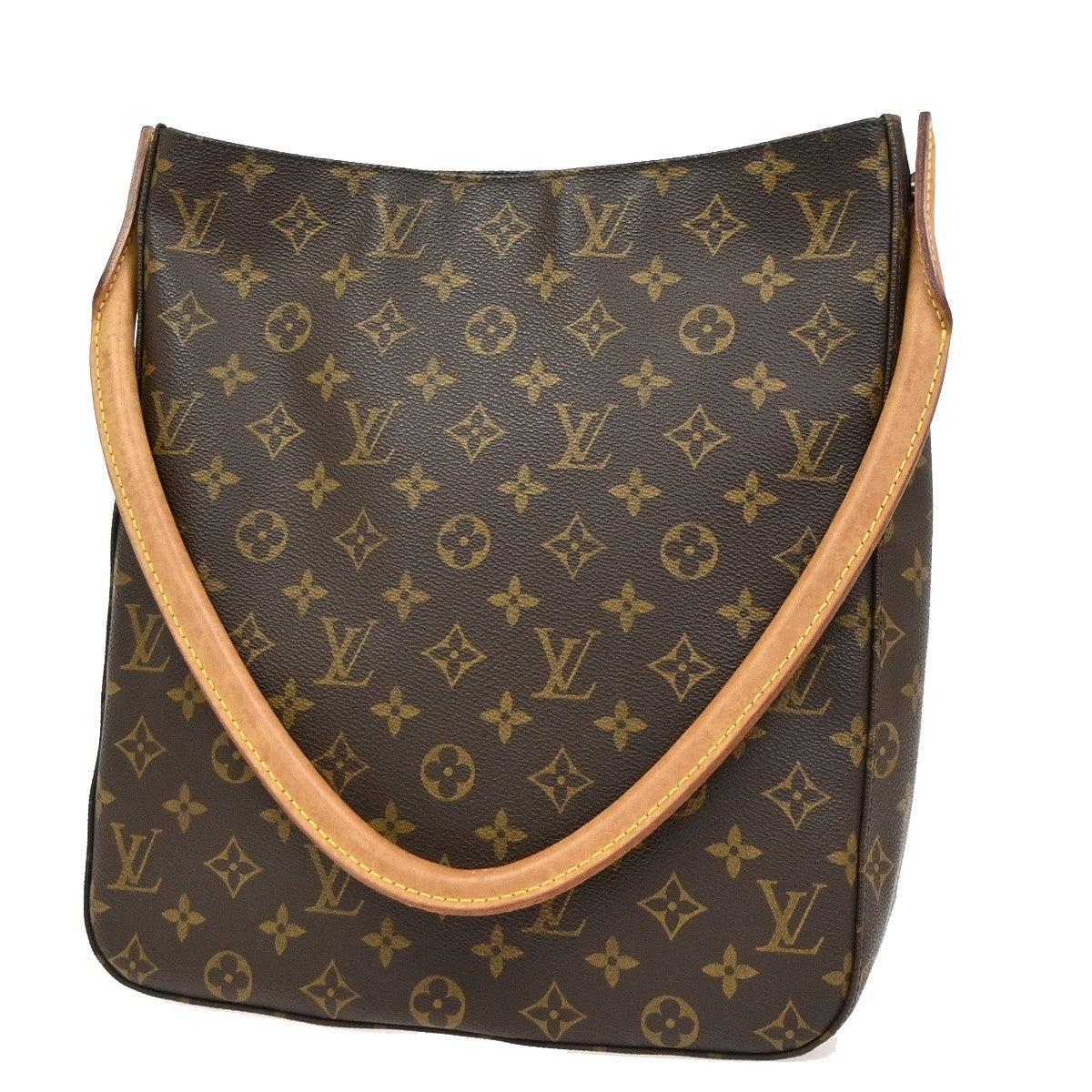 LOUIS VUITTON Logo Looping GM Shoulder Bag Monogram Leather Brown M51145 13PA045