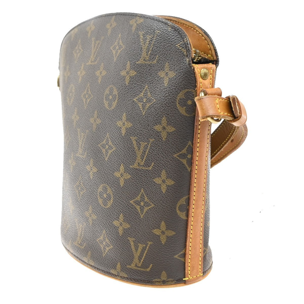 LOUIS VUITTON Logo Drouot Shoulder Bag Monogram Leather Brown M51290 72MA365