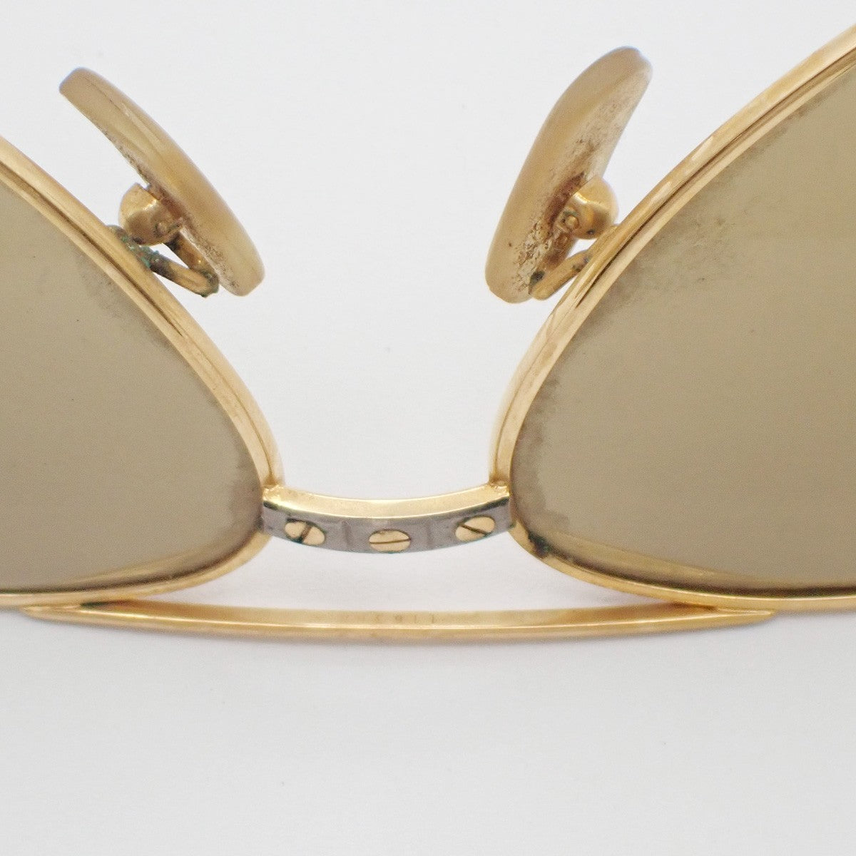 CARTIER Logos Sunglasses Eye Wear Metal Plastic Gold Brown France 64CA892