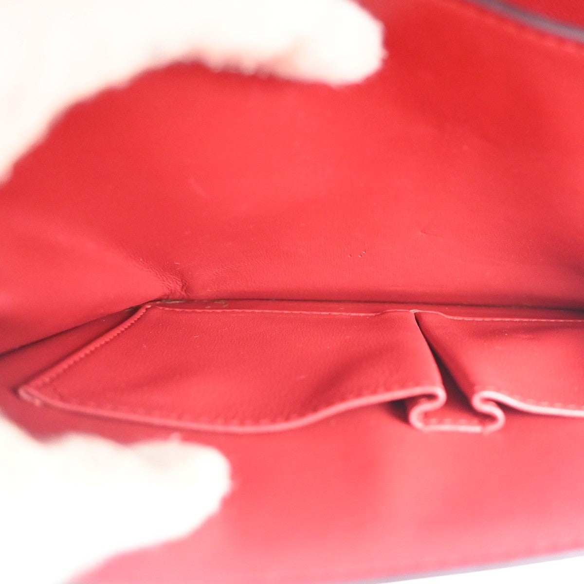 CELINE Logo Classic Box Flap Shoulder Bag Leather Red GHW Italy 92MA438