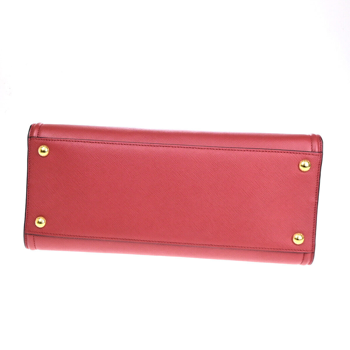 PRADA Logo Saffiano 2Way Shoulder Hand Tote Bag Leather Red GHW 678RK270
