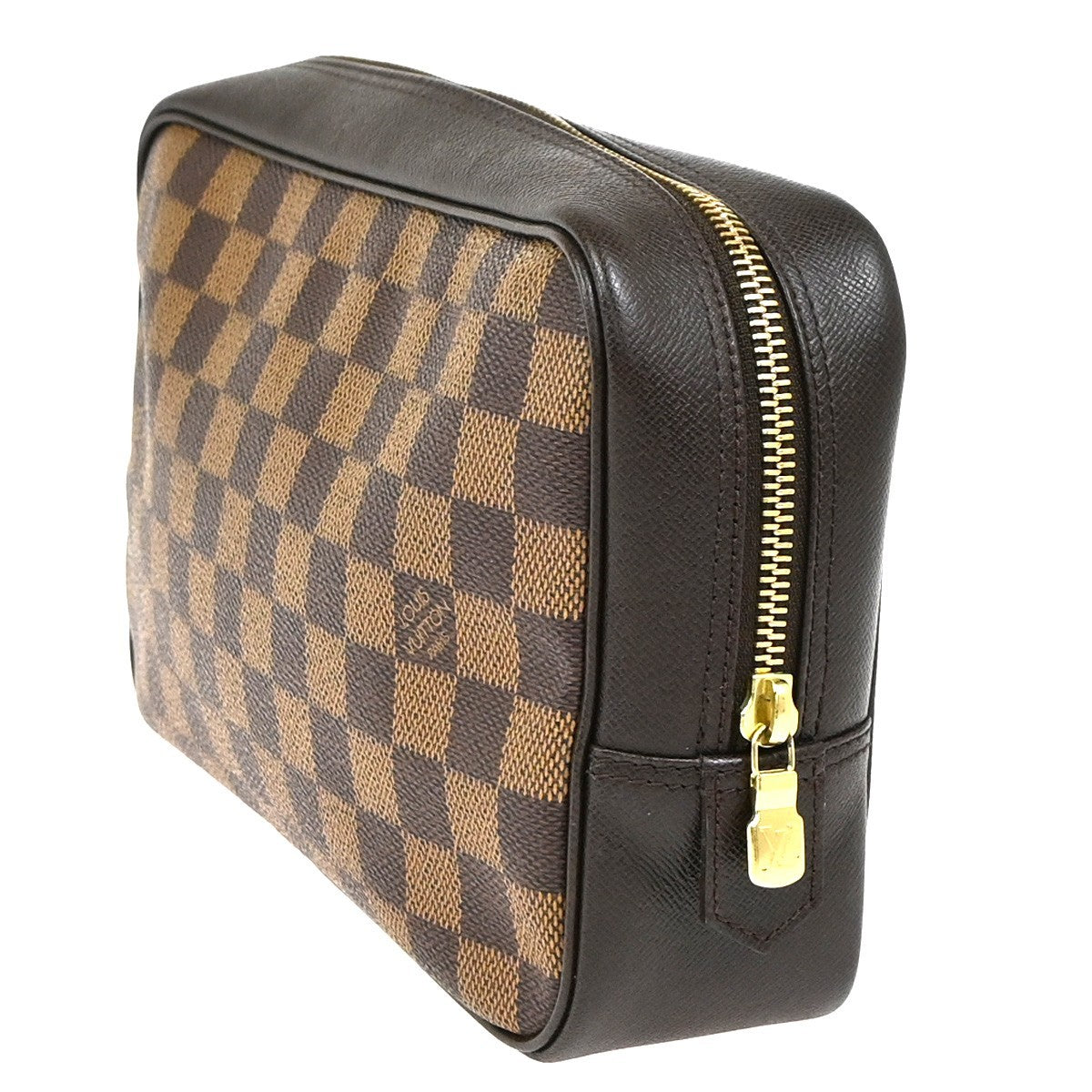 LOUIS VUITTON Trousse Toilette Clutch Hand Bag Damier Ebene Brown N47623 31YJ078
