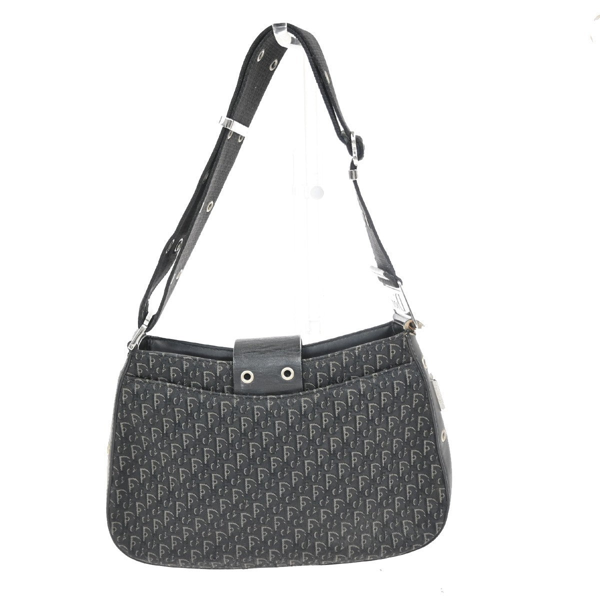 CHRISTIAN DIOR Trotter Street Chic Shoulder Bag Canvas Leather BK SHW 73CA909