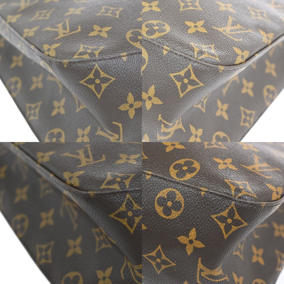 LOUIS VUITTON Logo Looping GM Shoulder Bag Monogram Leather Brown M51145 12KC962