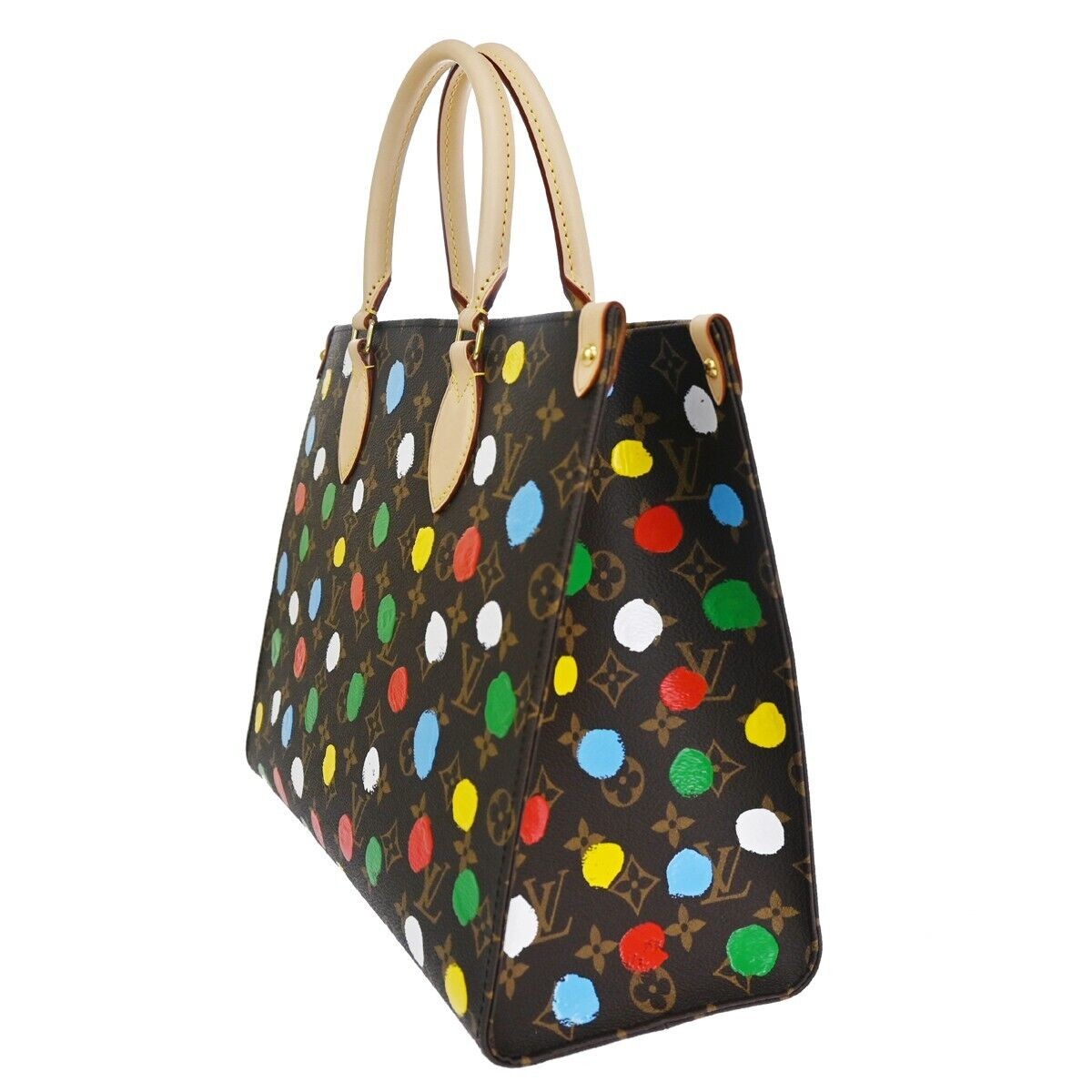 LOUIS VUITTON LV × YK OnTheGo MM Hand Bag Monogram 3D Dots Brown M46379...