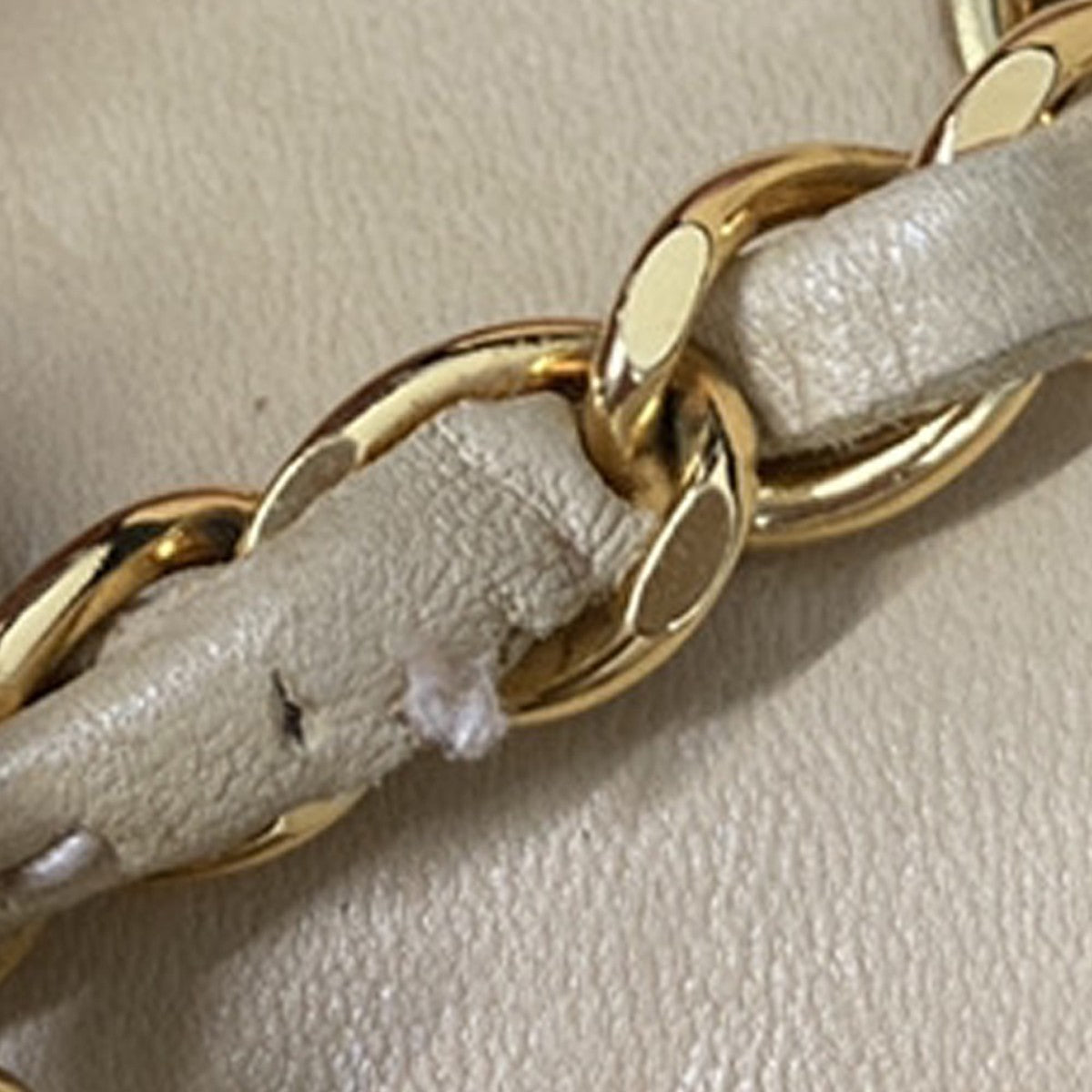 CHANEL CC Diana Matelasse 22 Chain Shoulder Bag Leather Beige Vintage 850RP130