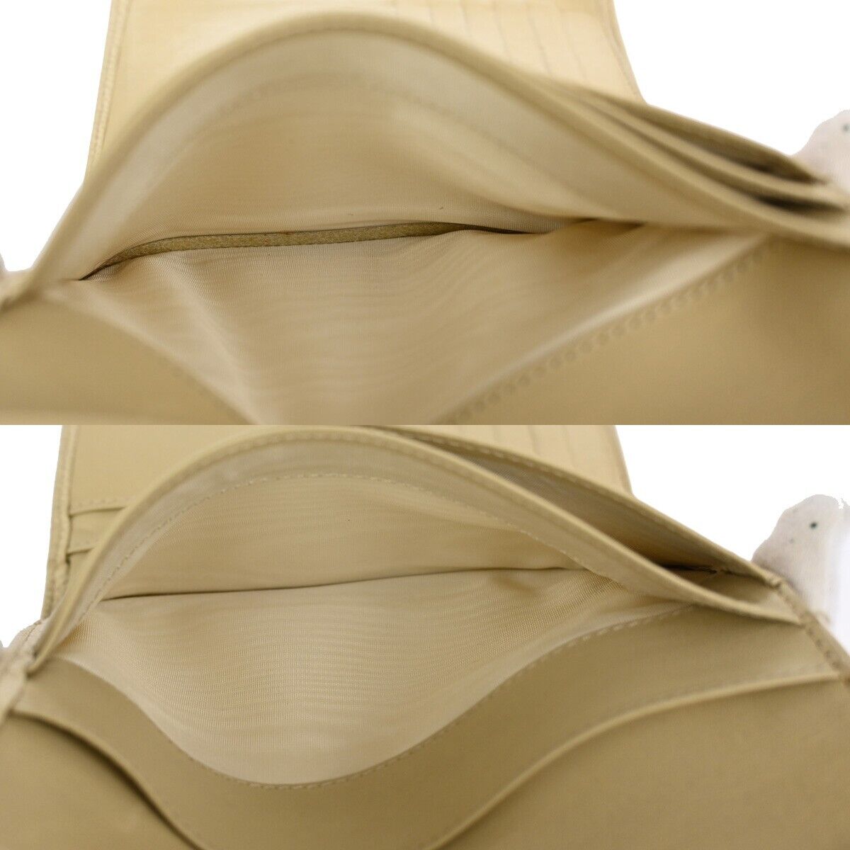 CHANEL CC Logo Trifold Wallet Purse Caviar Skin Leather Ivory Italy 62RJ490