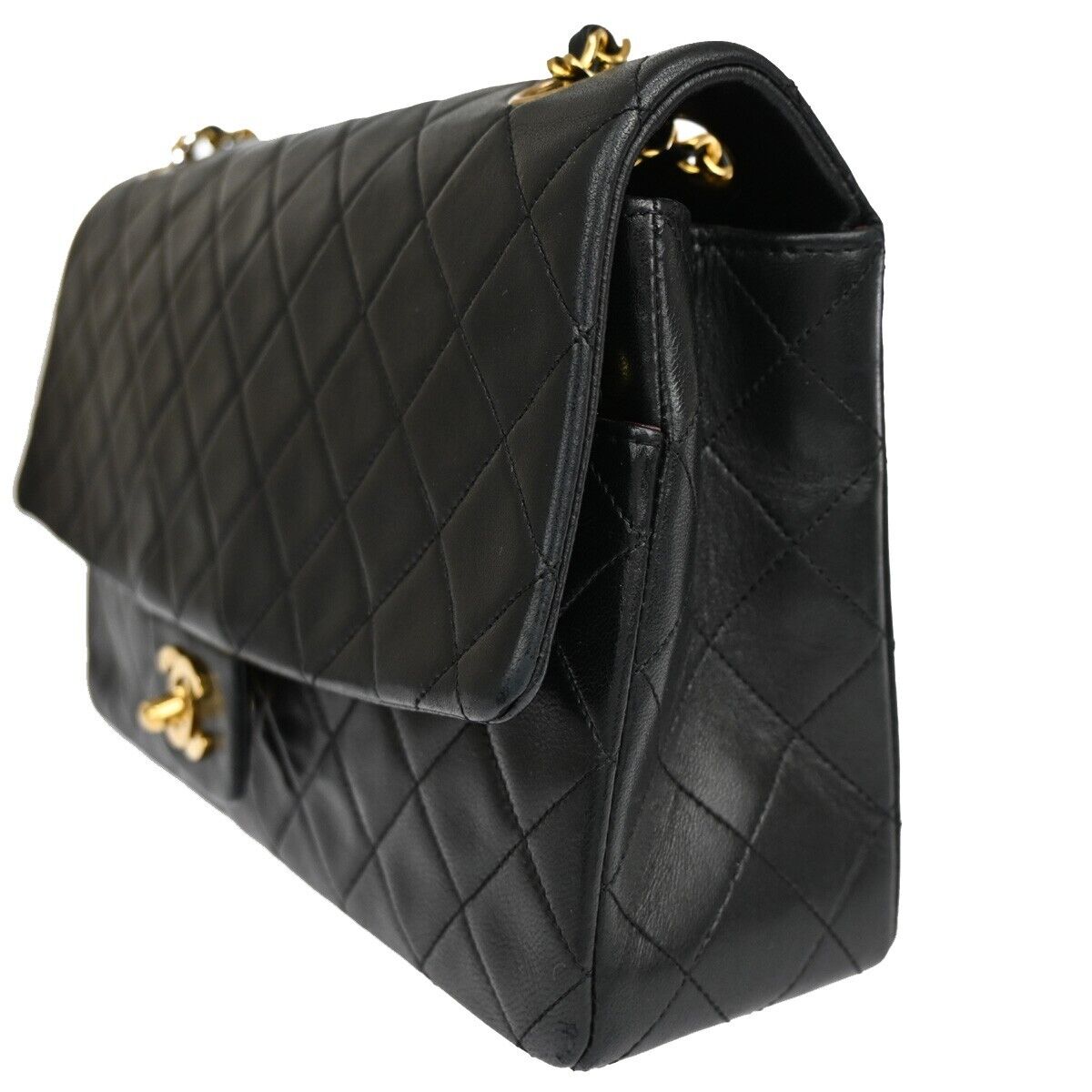 CHANEL CC Logo Matelasse Chain Shoulder Bag Leather Black GHW Vintage 880RJ132
