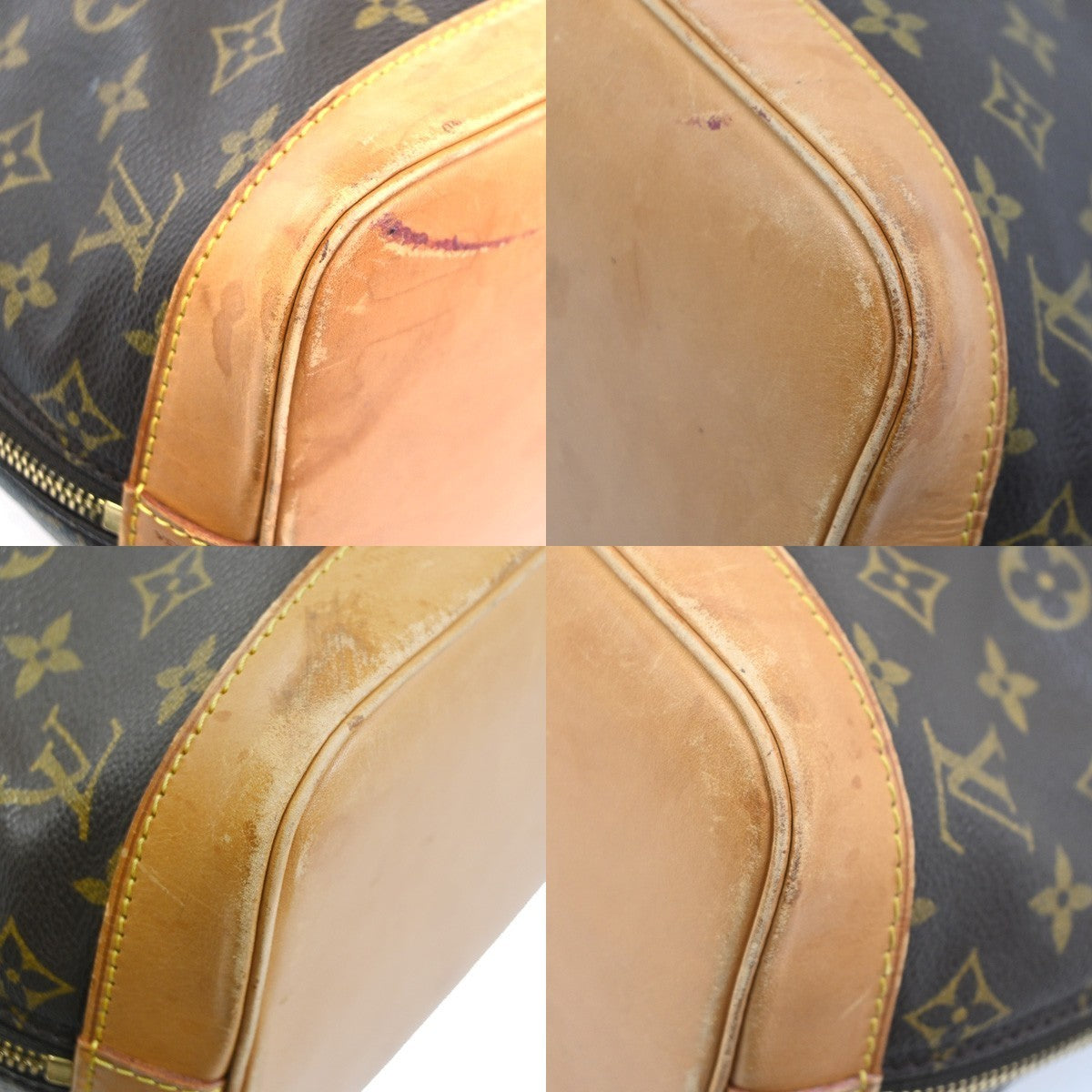 LOUIS VUITTON LV Logo Alma Hand Bag Monogram Leather Brown USA M51130 85YH972