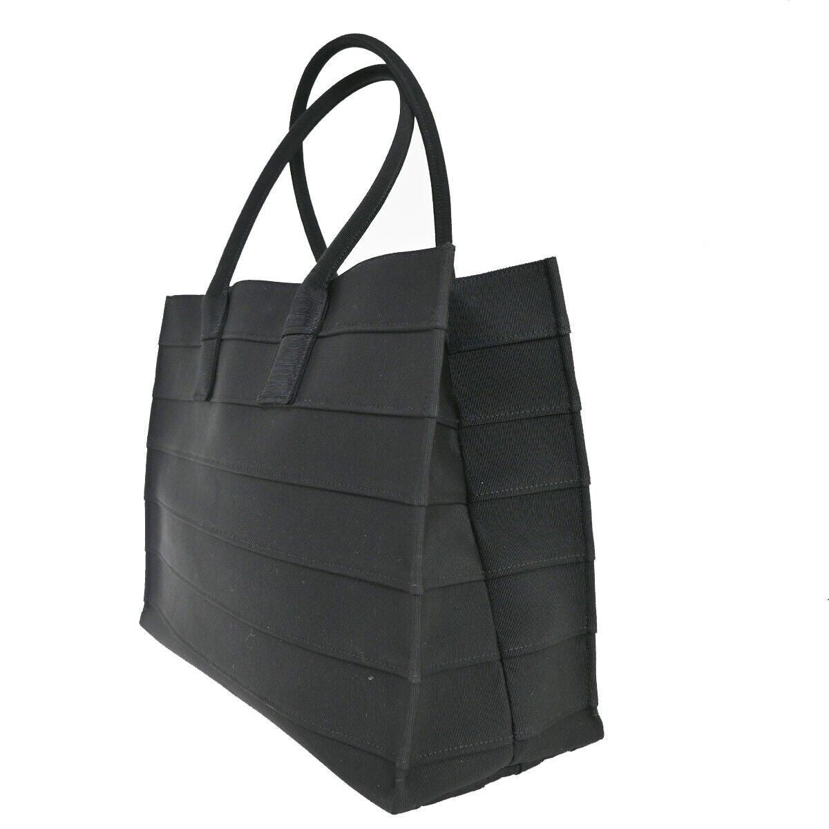 SALVATORE FERRAGAMO Signature Shoulder Tote Bag Canvas Leather Black GHW 57RJ307