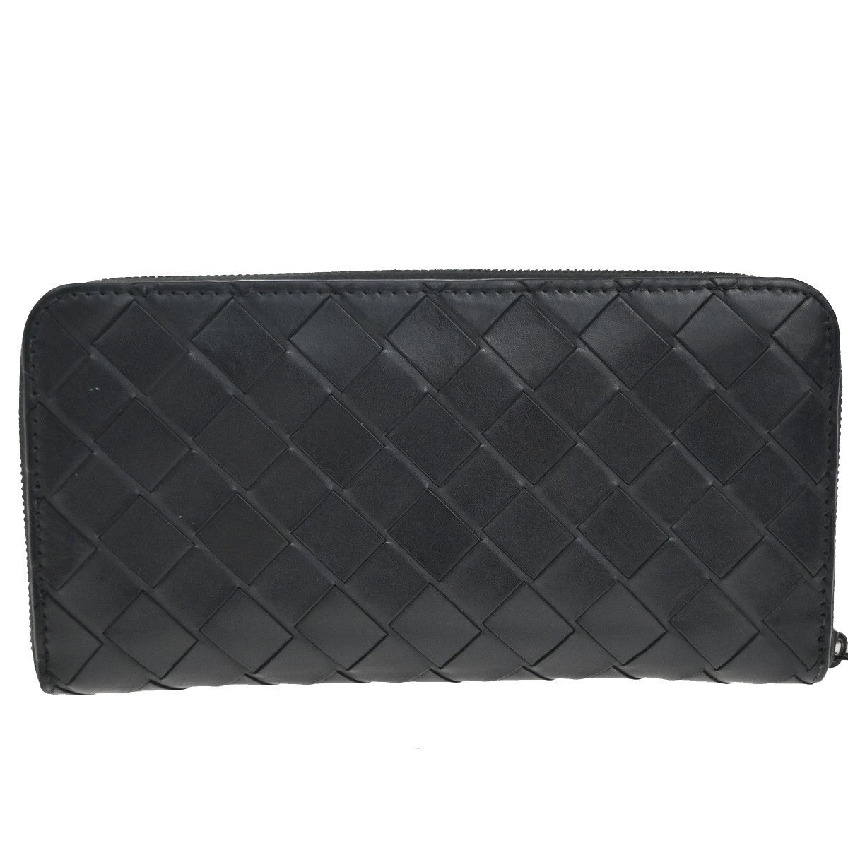 BOTTEGA VENETA Logo Intrecciato Zip Around Long Wallet Leather Black 65KC209