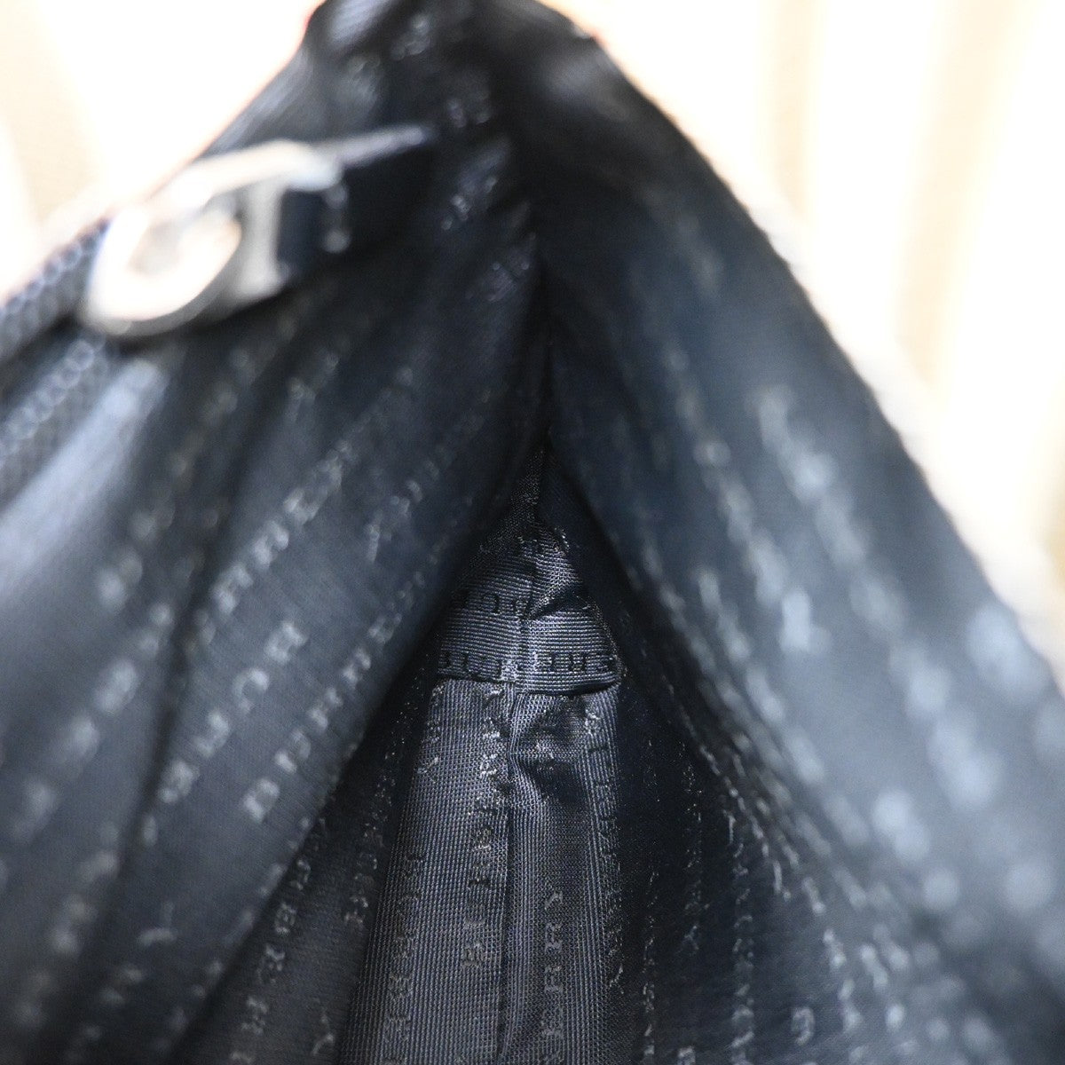 BURBERRY Logo Nova Check Hand Shoulder Bag Leather PVC Black Beige SHW 69KA989