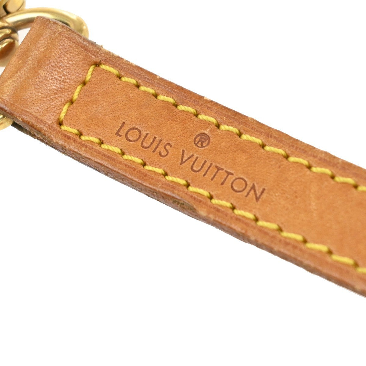 LOUIS VUITTON Logo Shoulder Strap Leather Brown Gold Bag Accessory 69KB410