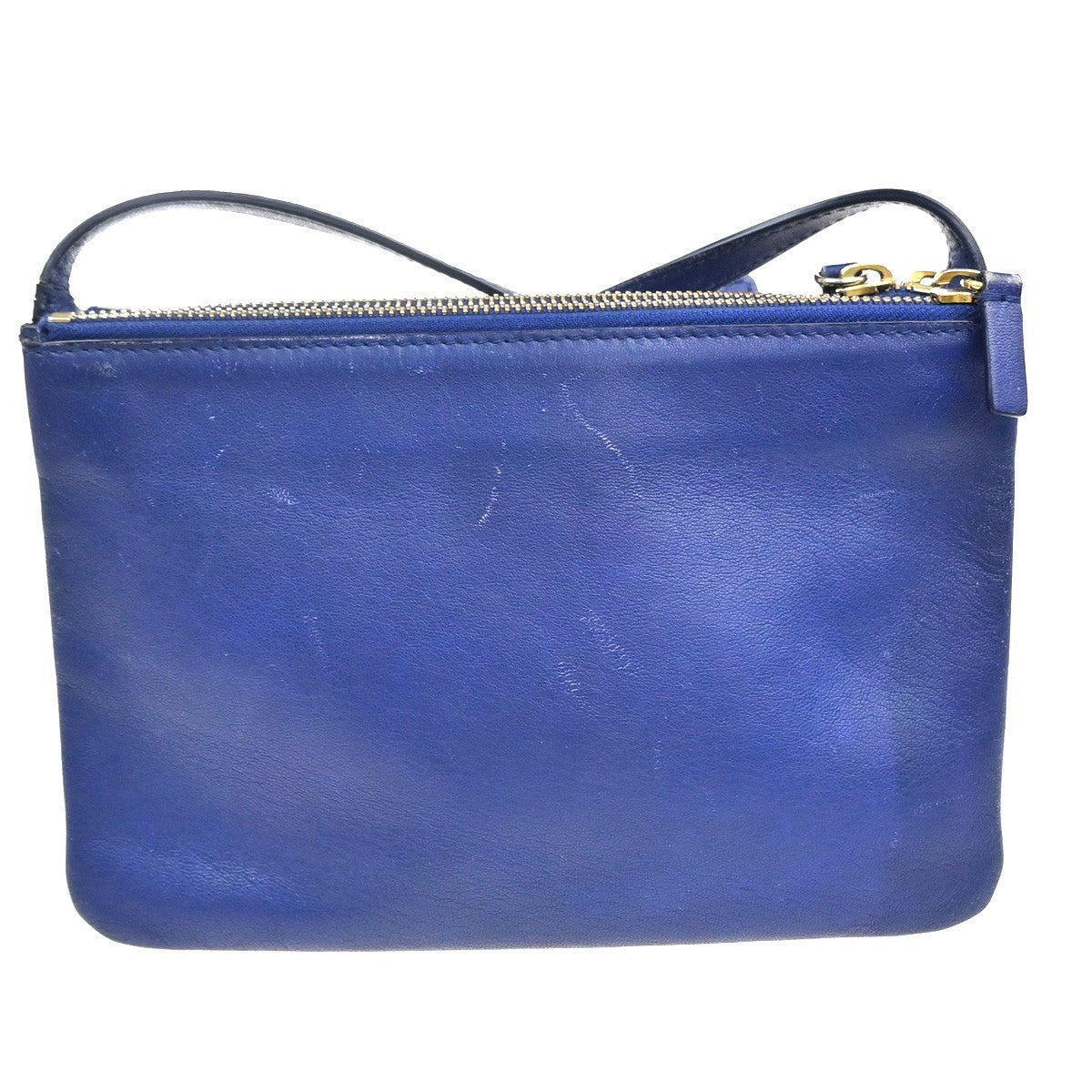 CELINE Logo Trio Small Crossbody Shoulder Bag Leather Blue Italy GHW 35YJ117