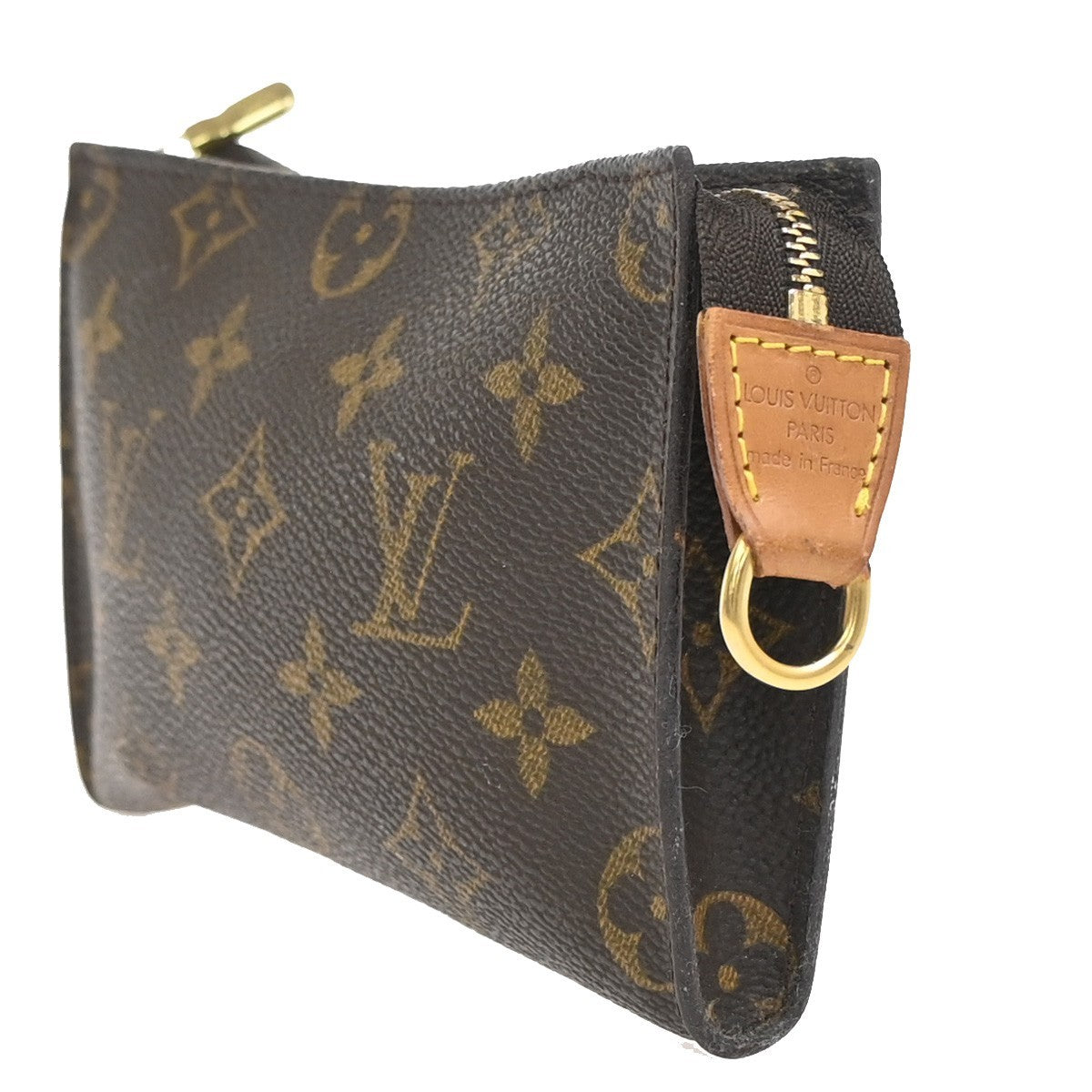 LOUIS VUITTON Logo BUCKET PM Pouch Bag Monogram Leather Brown France 02KC899