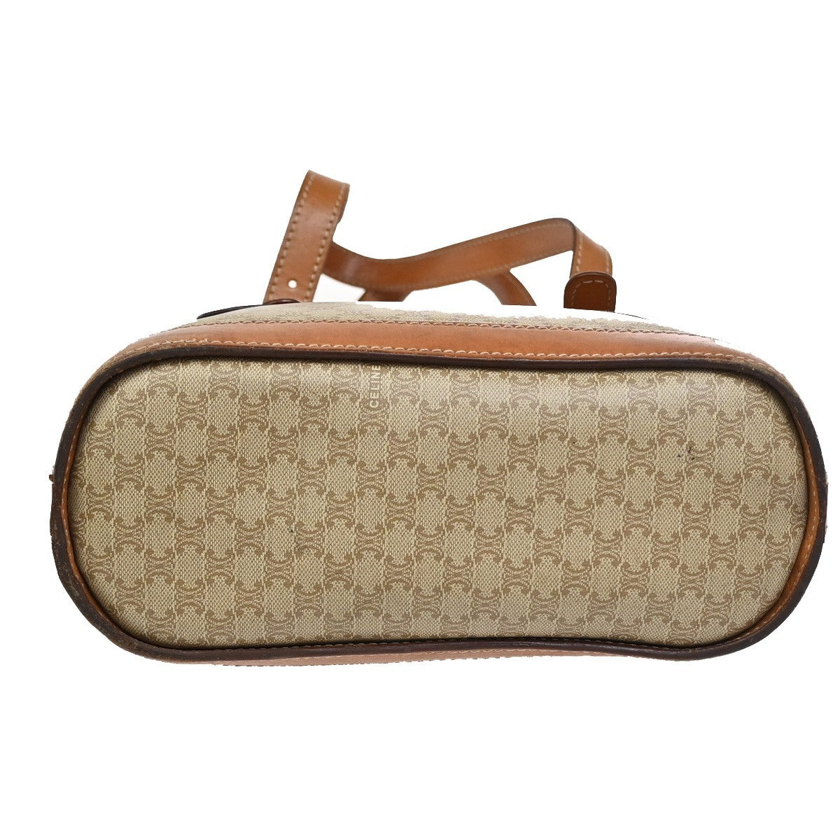 CELINE Logo Macadam Pattern Shoulder Bag PVC Leather BN Beige GHW Italy 63ZA280