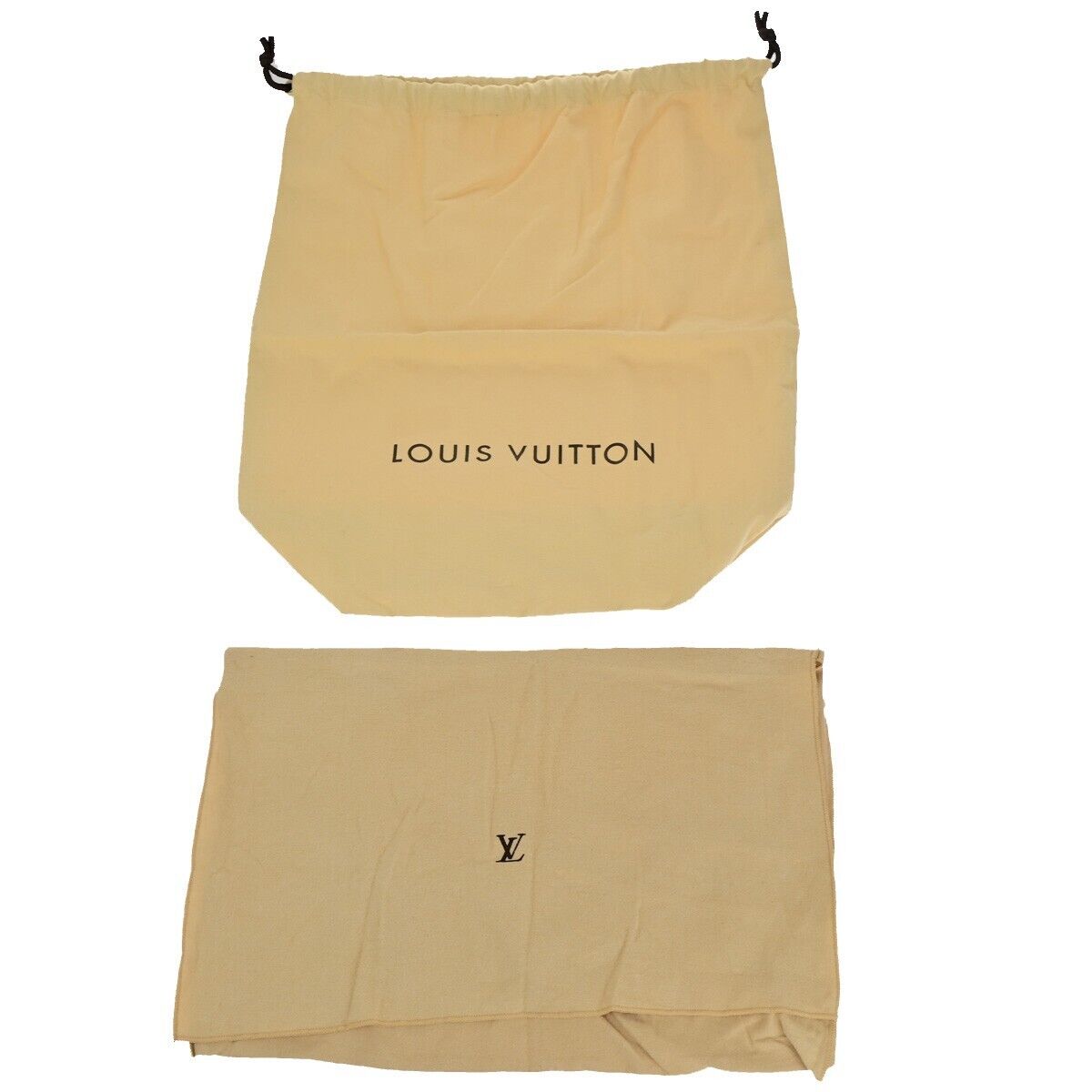 LOUIS VUITTON Logo 10 Set Dust Bag Drawstring Canvas Cotton Beige Brown 09EB418