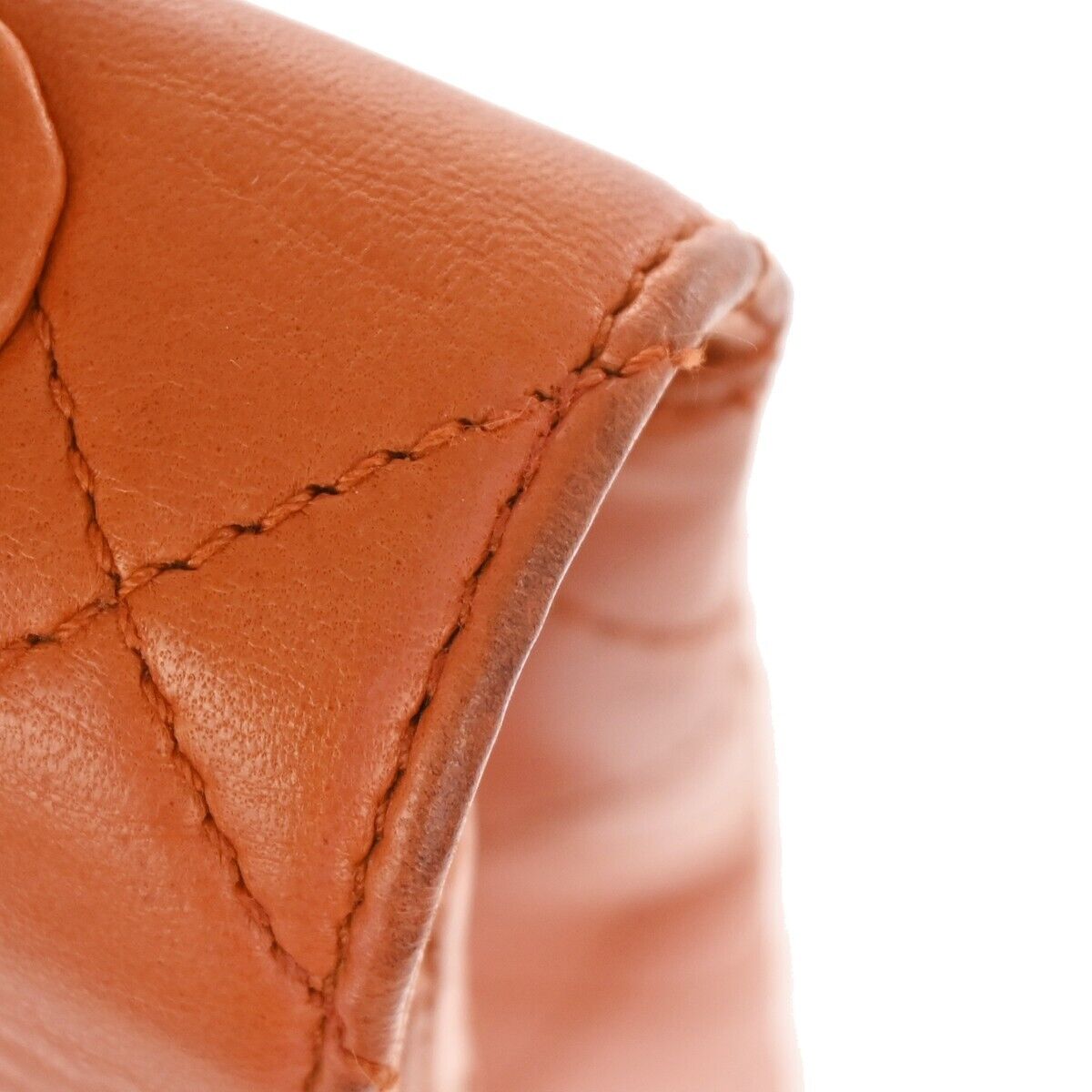 CHANEL CC Matelasse 30 Chain Shoulder Bag Leather Orange Brown Vintage 646HB609