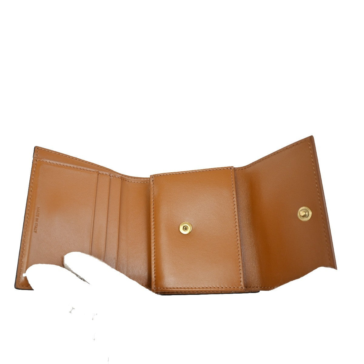CELINE Strap Bifold Wallet Purse Triomphe Canvas Leather Brown BK Italy 65KC629
