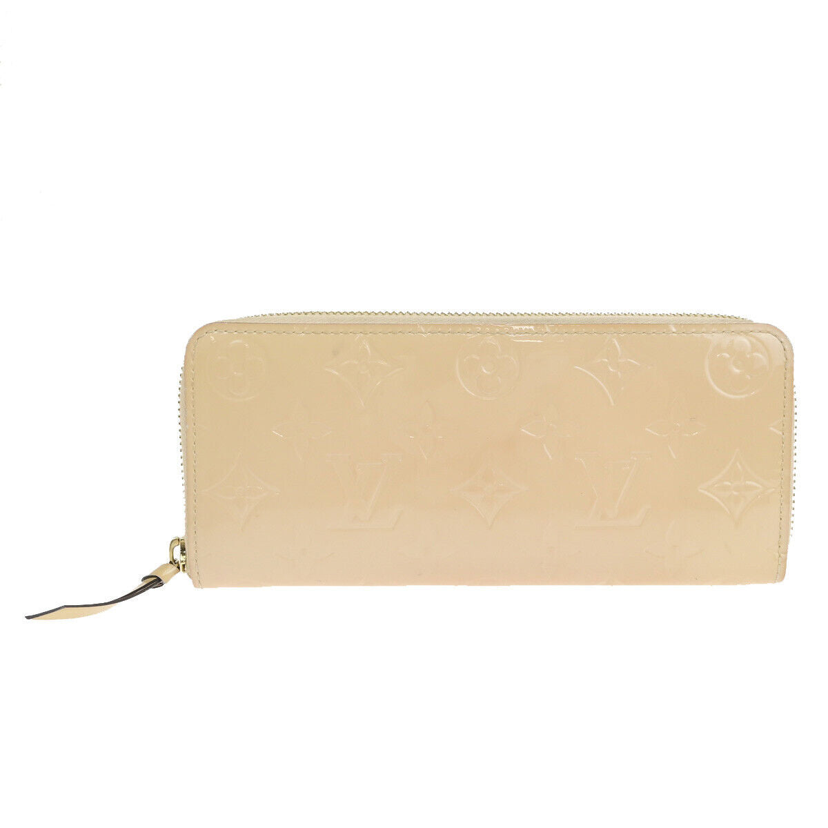 LOUIS VUITTON Clemence Zipper Wallet Monogram Vernis Leather Dune M90923 65YF312