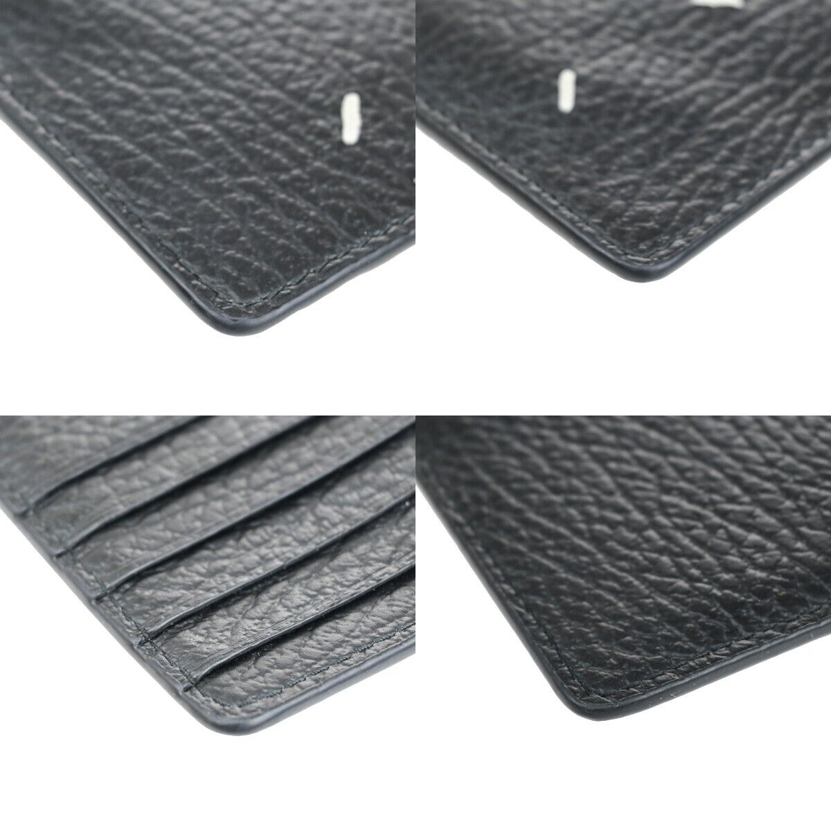 MAISON MARGIELA Logo Card Case Coin Compact Wallet Leather Black SHW 37SJ176