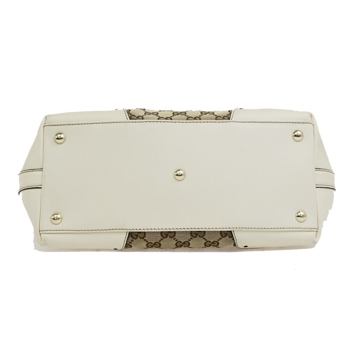 GUCCI Logo GG Pattern Shoulder Bag Canvas Leather Brown White GHW 76EE101