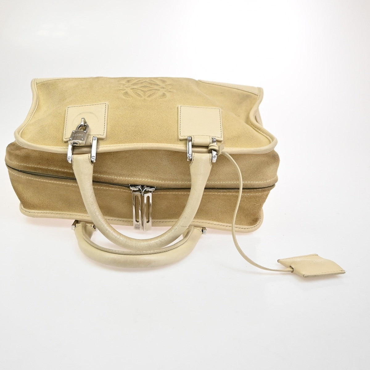 LOEWE Anagram logo Amazona 28 Handbag Suede Leather Beige Spain SHW 38CA785