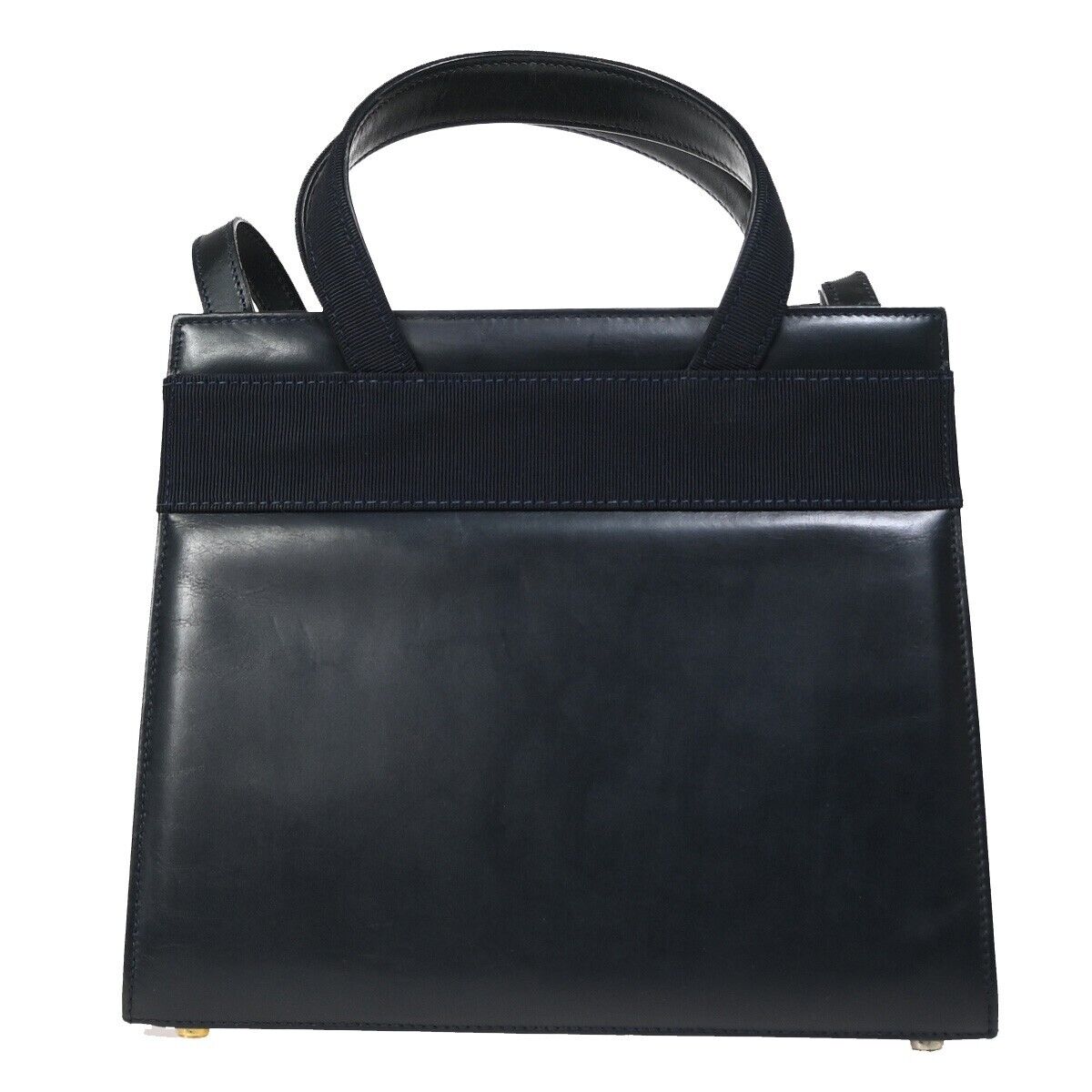 SALVATORE FERRAGAMO Logo Vara 2Way Shoulder Hand Bag Canvas Leather Blue 36FA535