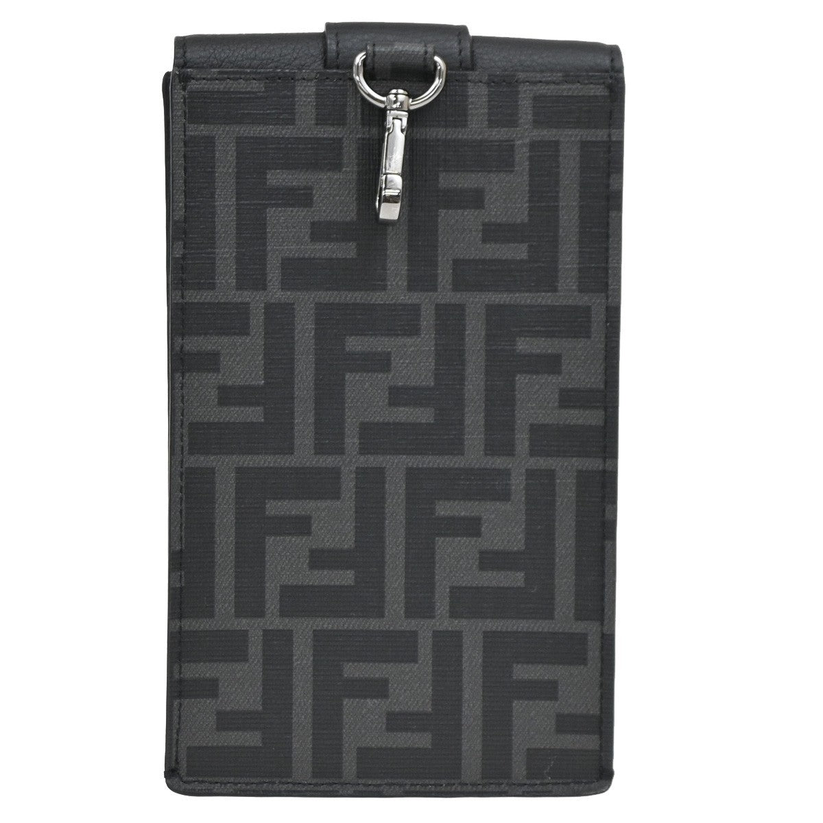 FENDI Logo Zucca Pattern Phone Holder Bag PVC Leather Black Italy 31KB829