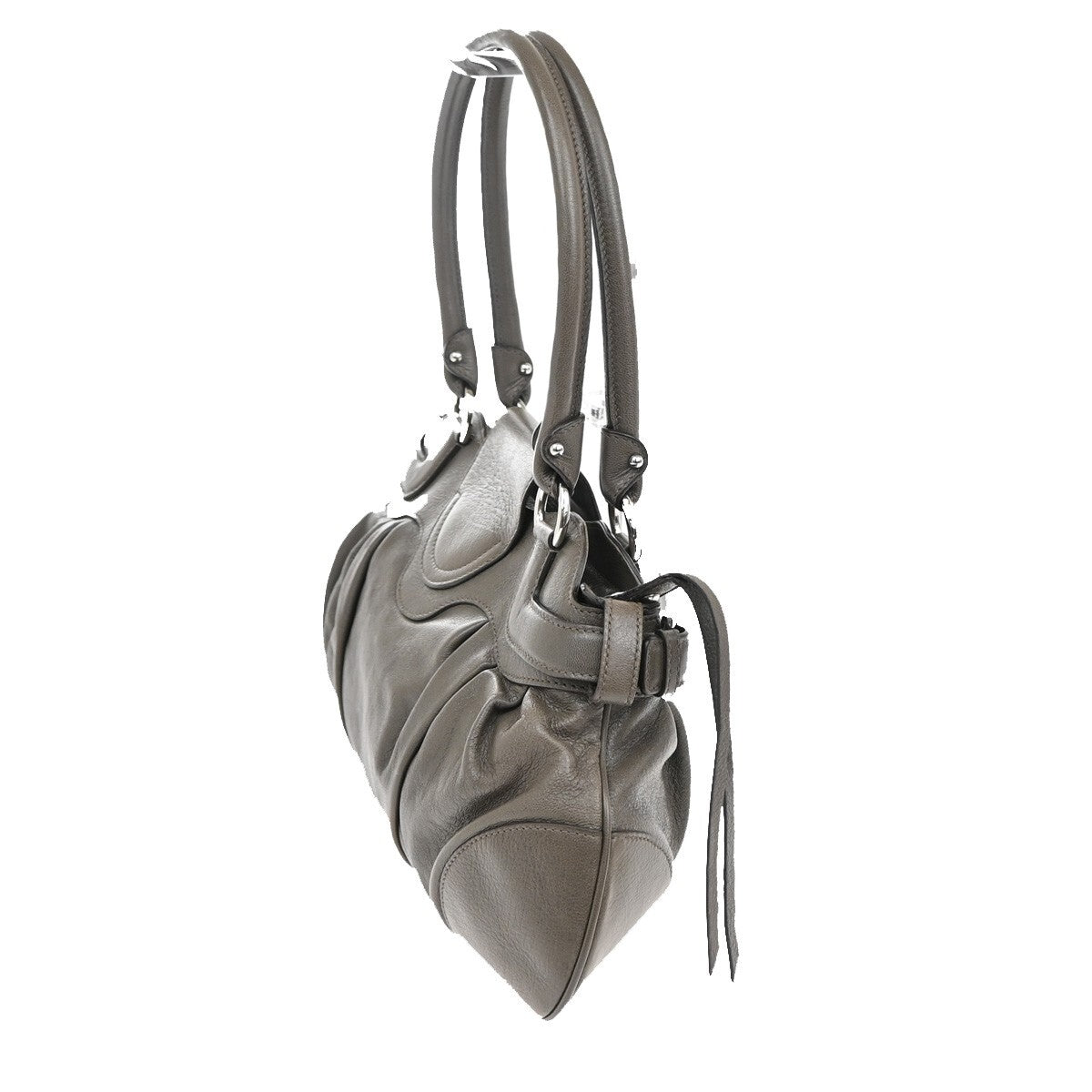 SALVATORE FERRAGAMO Logo Marisa Gancini Shoulder Bag Leather Gray Italy 69FB813