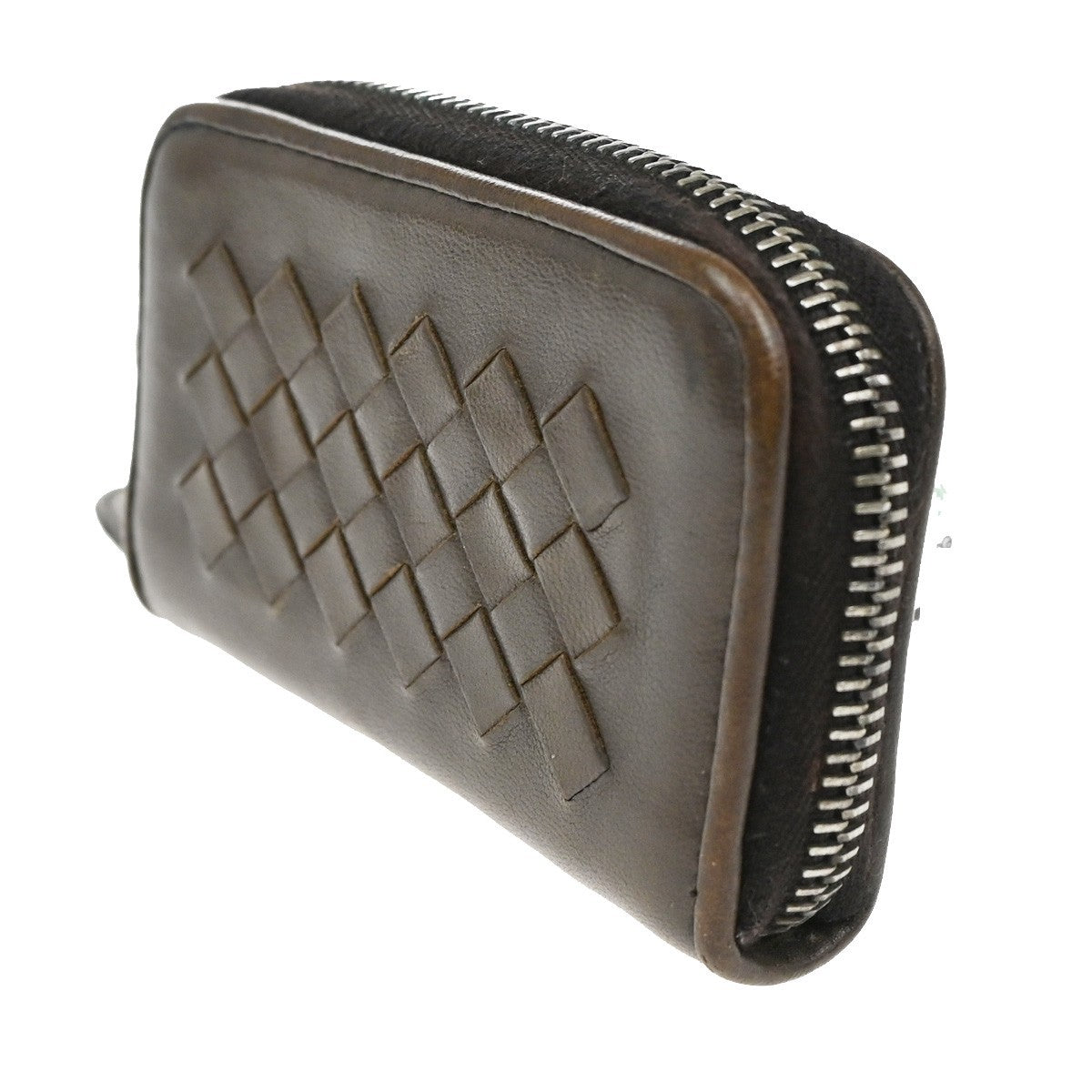 BOTTEGA VENETA Intrecciato Coin Case Round Zipper Wallet Leather Brown  02TA173
