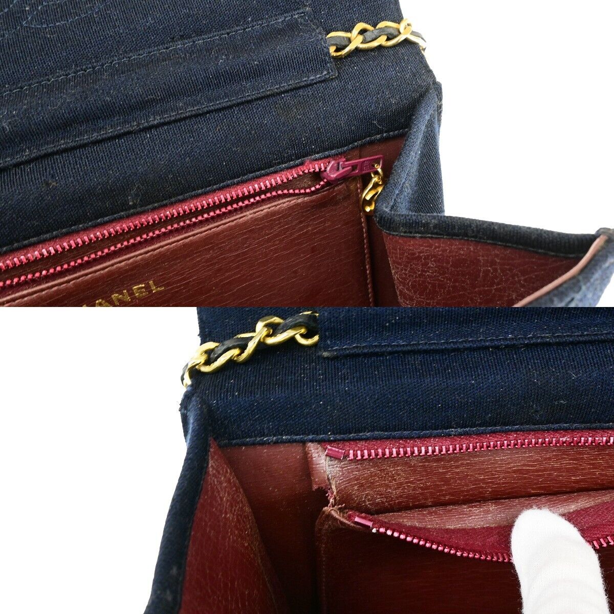 CHANEL CC Matelasse 25 Chain Shoulder Bag Canvas Leather Navy Blue GHW 78YF770