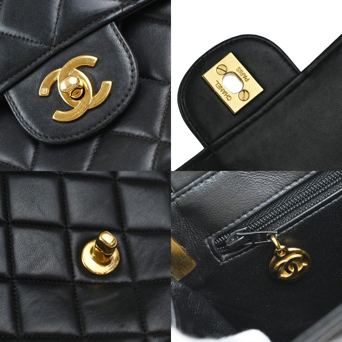 CHANEL Matelasse 25 Double Face Top Hand Hand Bag Leather Black Vintage 880RP115