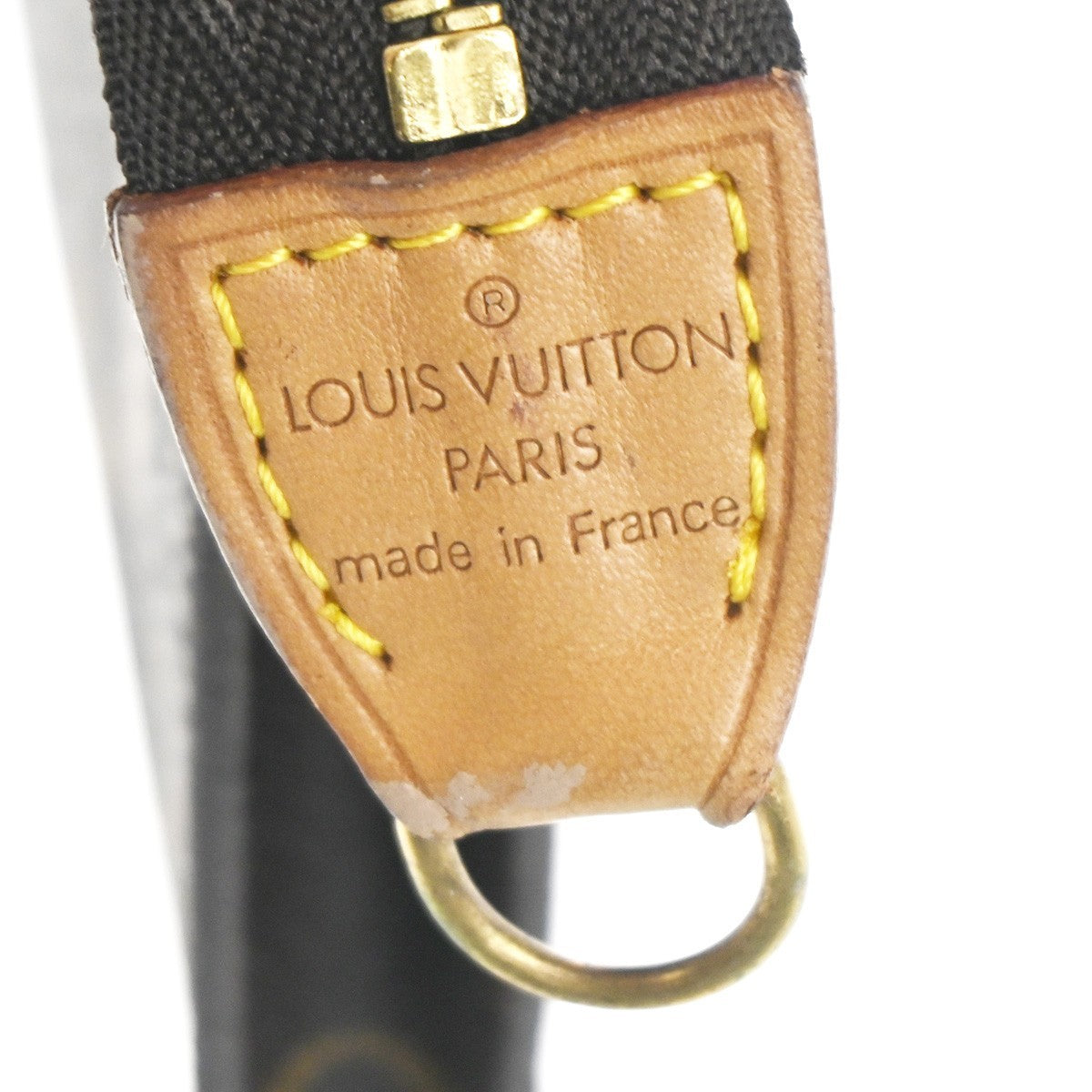 LOUIS VUITTON LV Logo Bucket GM Pouch Bag Monogram Leather Brown Gold 05KC550
