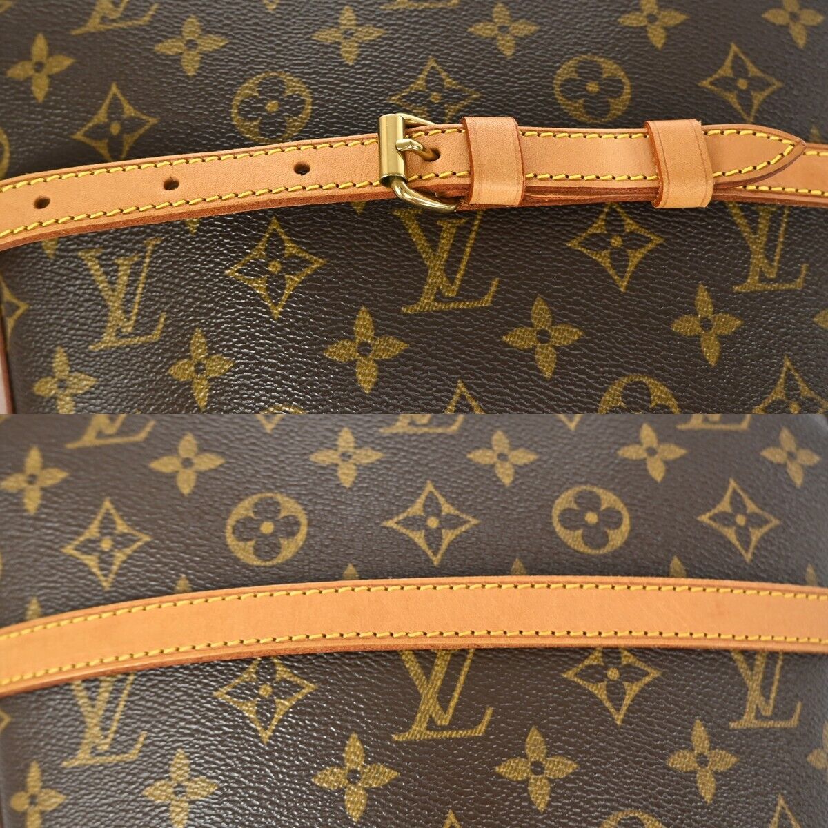 LOUIS VUITTON Logo Drouot Shoulder Bag Monogram Leather Brown M51290 99EA150