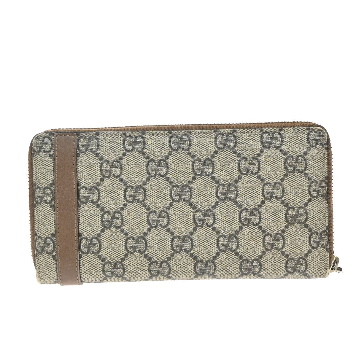 GUCCI Logo Niece GG Pattern Zip Around Long Wallet Supreme Leather Brown 69EF795