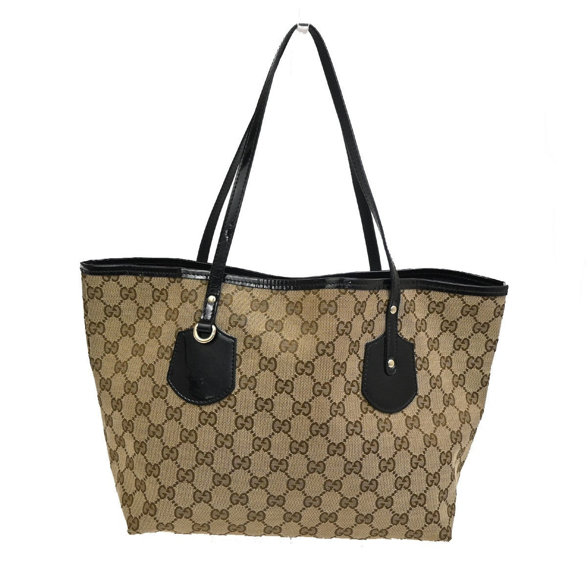 GUCCI GG Canvas Shoulder Bag Canvas Patent Leather Brown BlackGHW Italy 38TA160