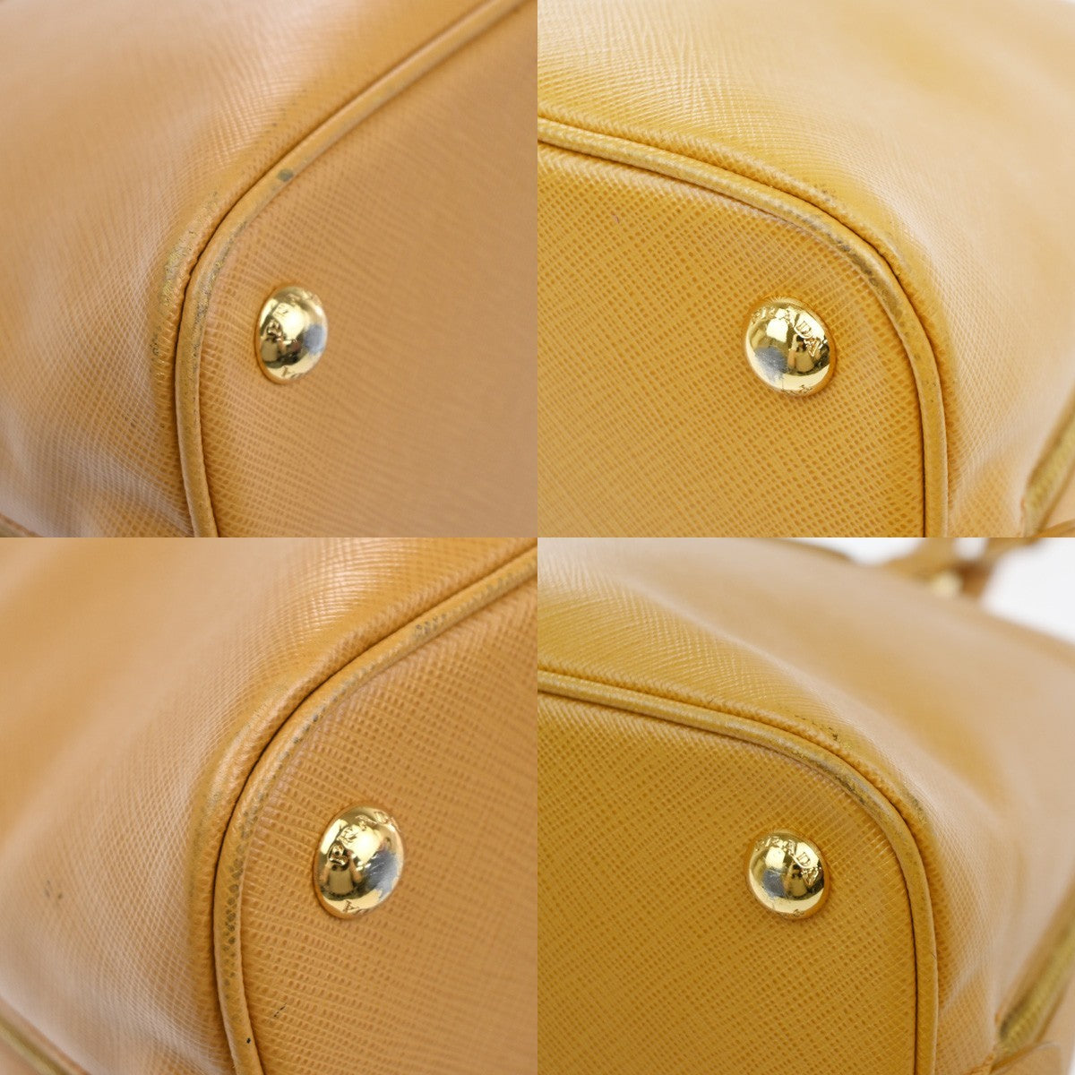 PRADA Logo Shoulder Hand Bag Saffiano Leather Yellow GHW Italy 76MA632