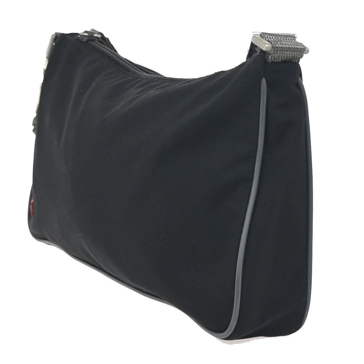 PRADA Logo Sport Mini Pochette Shoulder Bag Nylon Canvas Black SHW 05ZA334